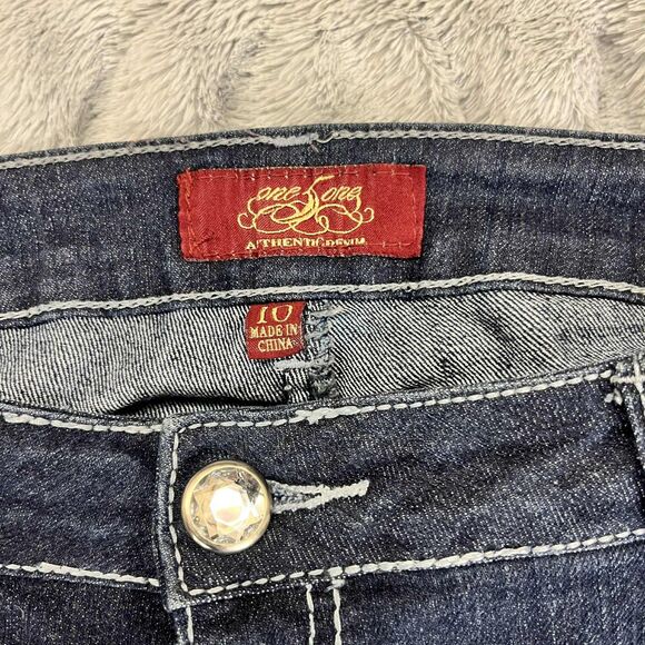 One 5 One Jeans Women Size 10 Bootcut Dark Wash Stretch Embellished Denim Rodeo - Picture 4 of 8